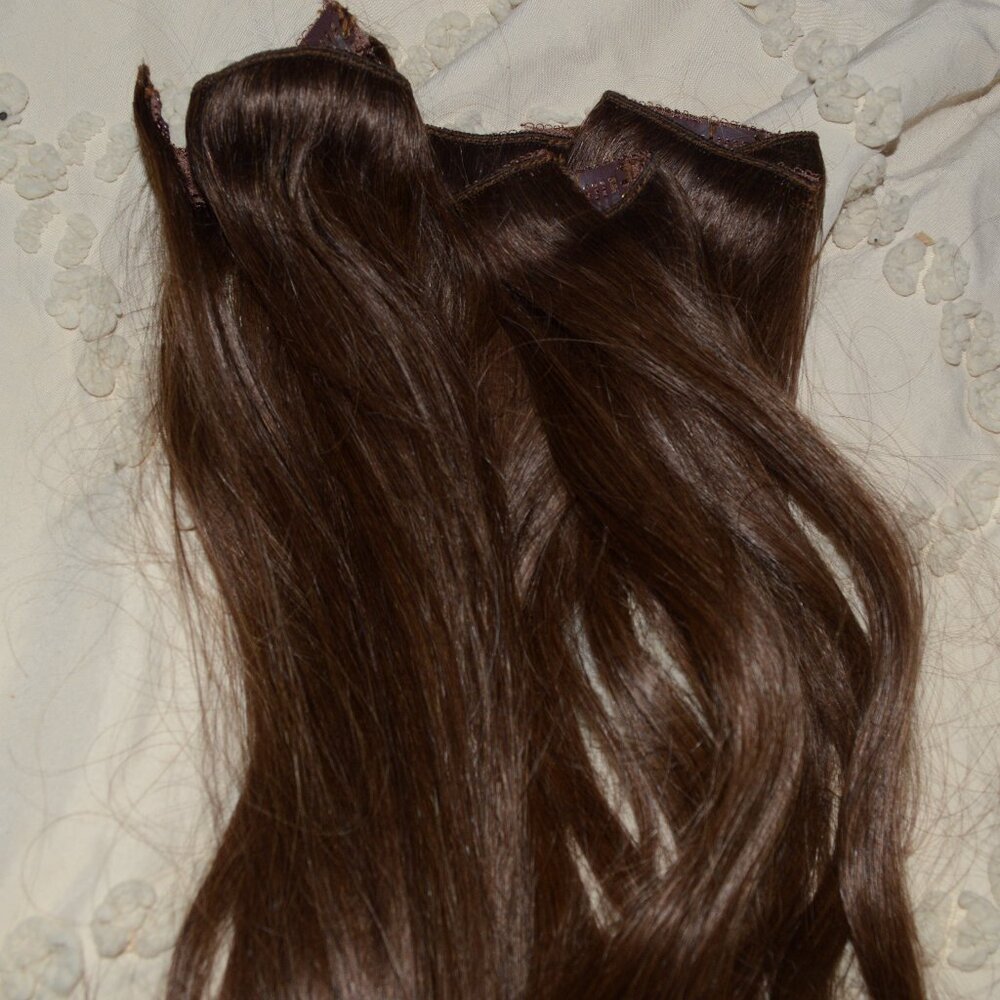 100% Human Hair Extensions - Medium Brown